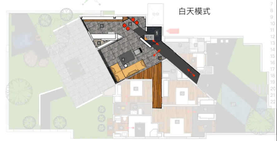 左转49度客厅与花园连接动画